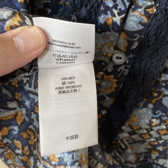 Eddie Bauer Women’s 100% Silk Cap Sleeved V Neck Blouse Size Large - Picture 7 of 11